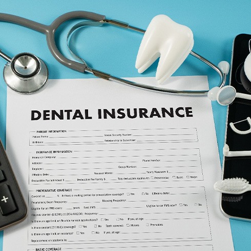 A dental insurance claim form