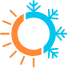 Animated sun and snowflake representing heat and cold sensitivity