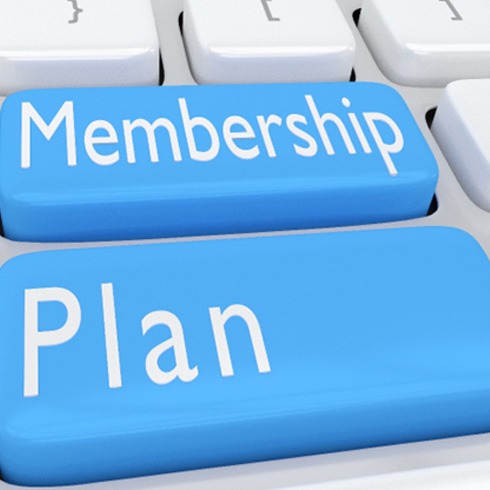 Membership plan keys on a keyboard