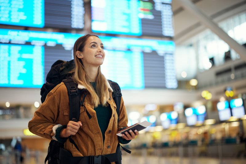 woman traveling in an airport